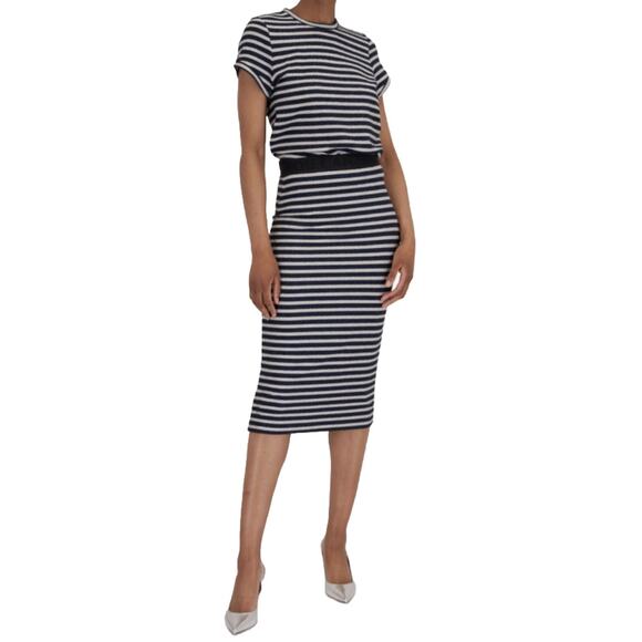 Michael Kors Black & White Striped Stretch Bodycon Tube Maxi Skirt XS - Picture 2 of 12